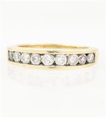 14K Solid Yellow Gold 3.9g Diamond Channel Band Stackable Wedding Ring Size-6